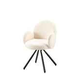 Scaun dining rotativ, crem, tapiserie textil  si cadru metalic, 60x84x61 cm Teddy DC71